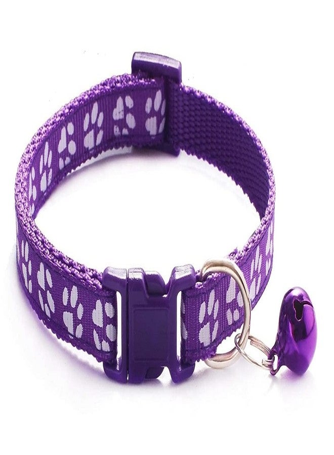 D&C PAWS Durable Nylon Paw Printed Cat Collars with Bell Soft Adjustable Collar Safe Solid and Protection Breakaway Neckband Suitable for Walking & Training Cats - Multicolor (Pack of 3) - Image 3